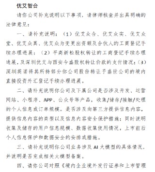 优艾智合港股IPO收到证监会备案反馈 涉及股权变动、数据安全等七大事项