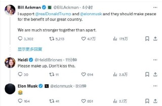 对冲基金大鳄阿克曼呼吁马斯克与特朗普和解，马斯克回应