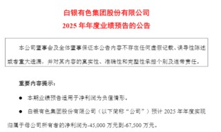 4连板白银有色预亏超4亿，近30日股价几乎翻倍