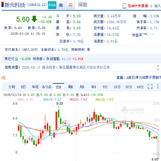 新元科技遭立案股价跌停 董秘立案前夕“跑路”任职不满4个月  第1张