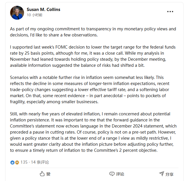 美联储票委暗示明年暂停降息:FOMC“前瞻性措辞”与去年12月一致! 第1张 美联储票委暗示明年暂停降息:FOMC“前瞻性措辞”与去年12月一致! 第1张